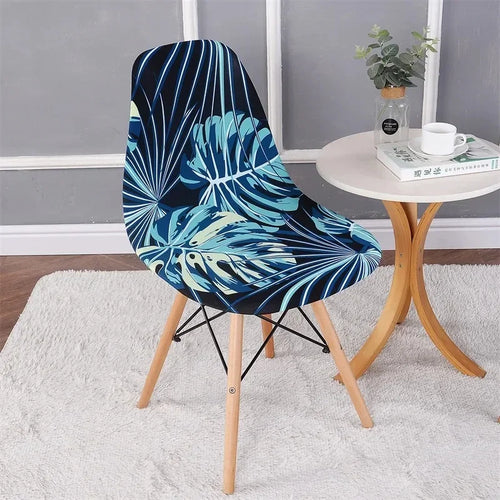 Housse chaise Scandinave <br> Tropicale Bleu Marine