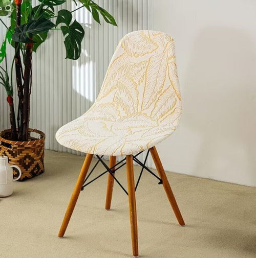 Housse chaise Scandinave <br> Végétale Beige