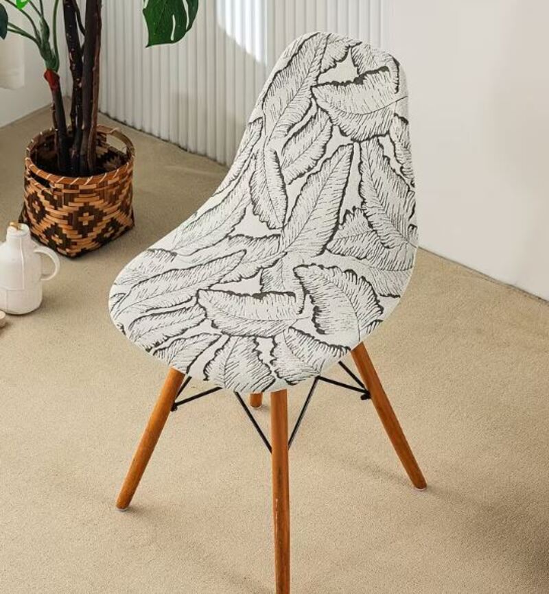 Housse chaise Scandinave <br> Végétale Grise