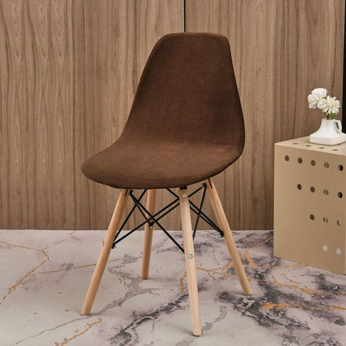 Housse chaise Scandinave <br> Velours Marron