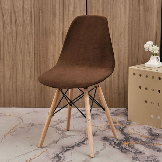 Housse chaise Scandinave <br> Velours Marron