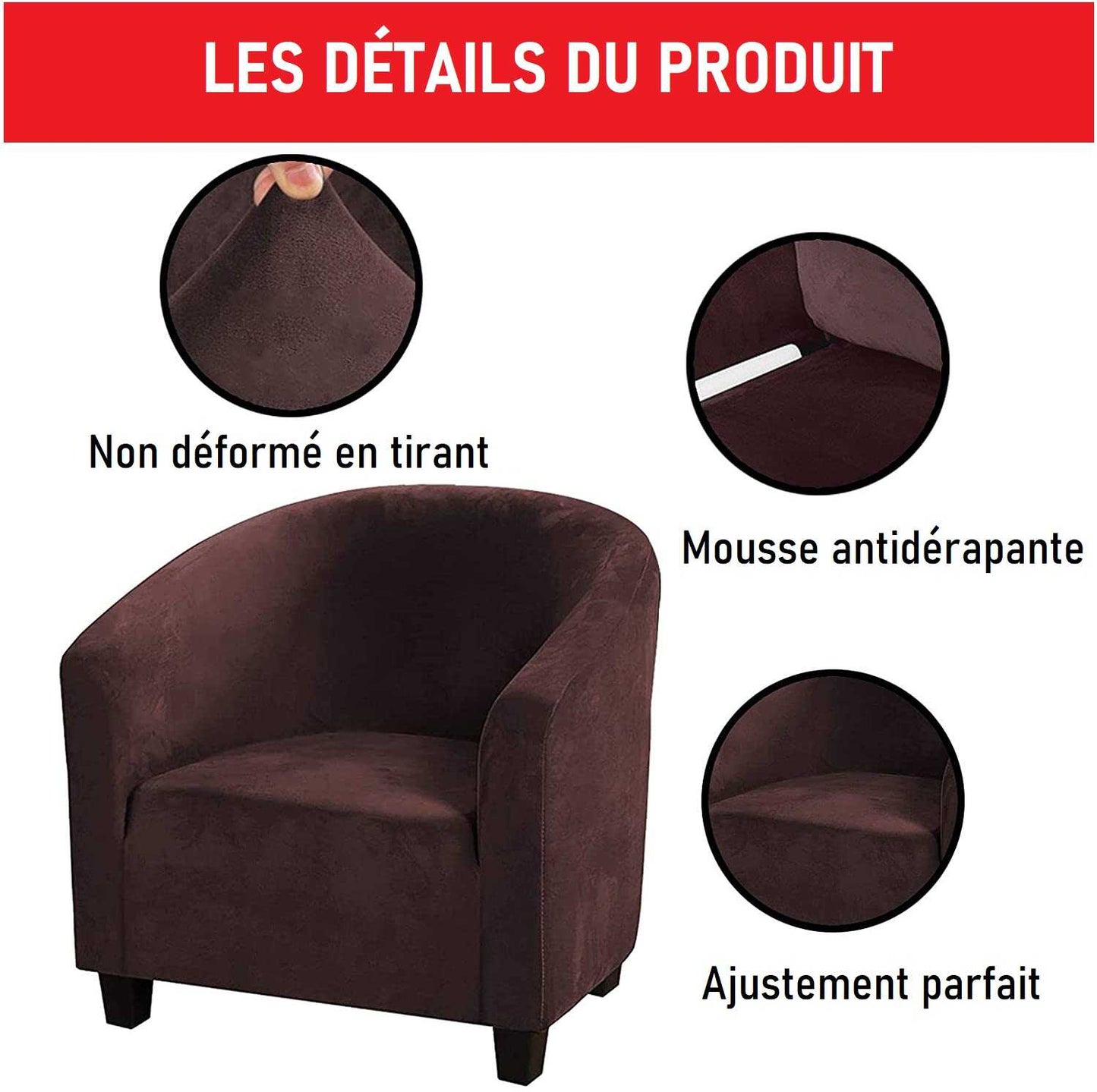Housse de Fauteuil Universelle en Velours - Marron