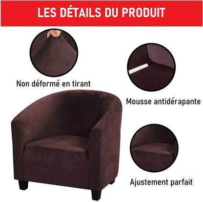 Housse de Fauteuil Universelle en Velours - Marron