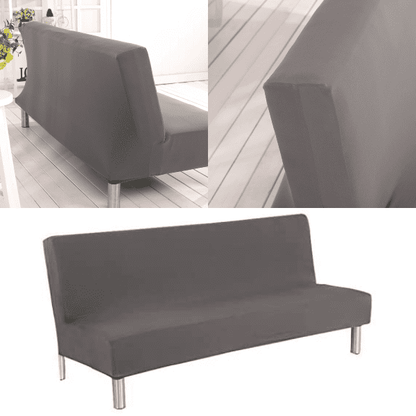 Housse de Canapé Clic Clac Extensible Gris Uni - Housse Clic Clac Gris en Tissu Élastique