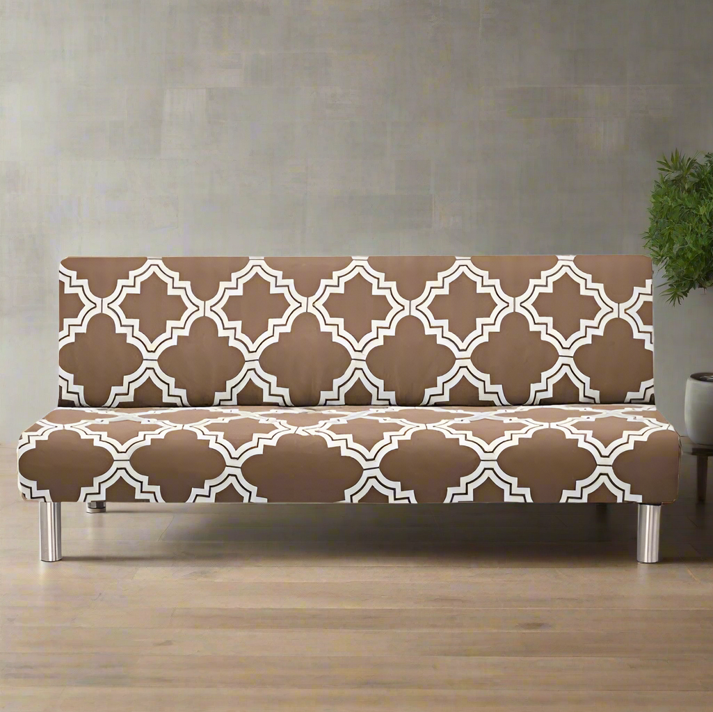 Housse de Canapé Clic Clac - Motif Géométrique Marron