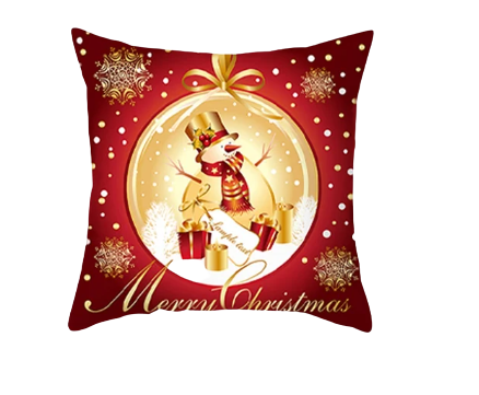 Housse de coussin 45x45 <br> Bonhomme de Neige Rouge