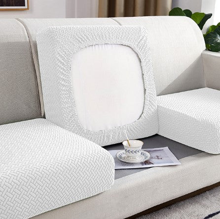Housse de Coussin Canapé <br> Extensible Blanc