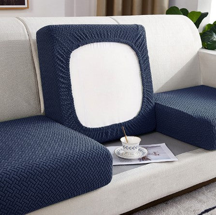 Housse de Coussin Canapé <br> Extensible Bleu