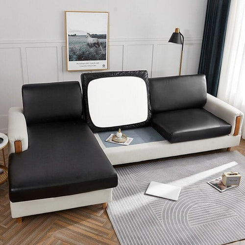 Housse Coussin Canapé Apparence Cuir Noir