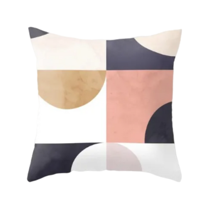 Housse de coussin Géométrique <br> Rose et Bleu Marine