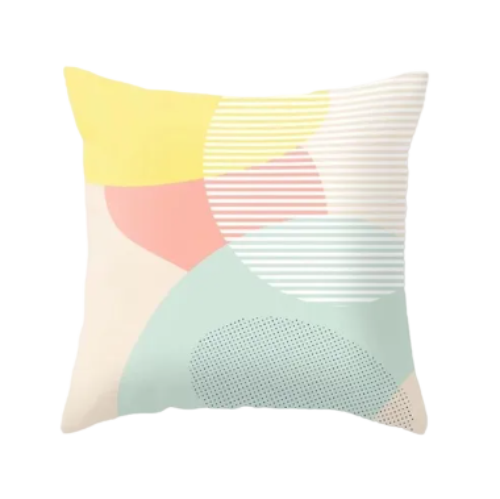 Housse de coussin Géométrique <br> Rose Jaune et Bleu
