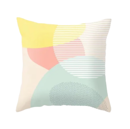 Housse de coussin Géométrique <br> Rose Jaune et Bleu