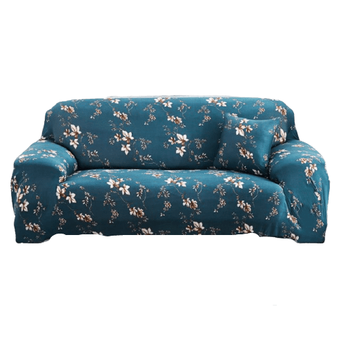 Housse de Canapé Extensible <br> Fleurie Bleu