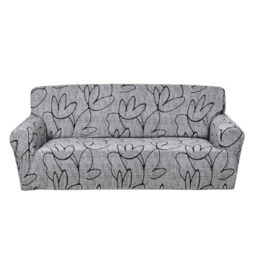 Housse de Canapé Extensible <br> Fleurie Gris