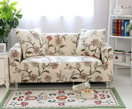 Housse Canapé <br>Fleurie Beige
