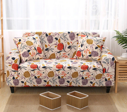 Housse Canapé <br>Fleurie Orange
