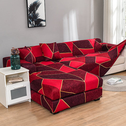 Housse de Canapé <br> Géométrique Rouge Bordeaux