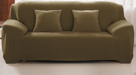 Housse Canapé <br> Velours Kaki