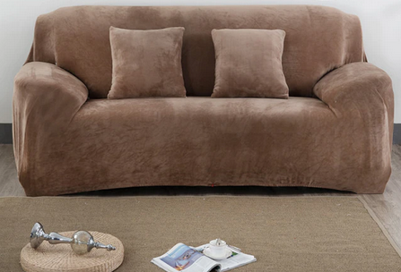 Housse Canapé <br> Velours Marron Clair