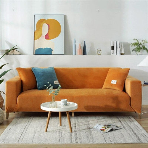 Housse de Canapé - Velours - Orange