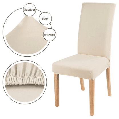 Housse de Chaise Extensible Beige pour Salle à Manger - Design Élégant et Taille Universelle