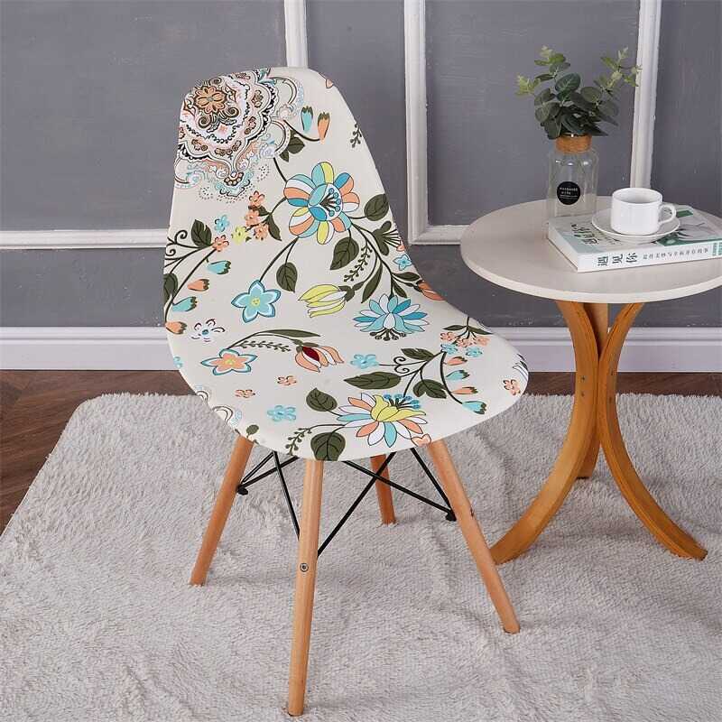 Housse de Chaise Scandinave Fleurie - Tissu Extensible & Doux