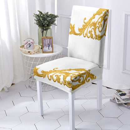 Housse de Chaise Extensible <br> Baroque Blanc et Doré