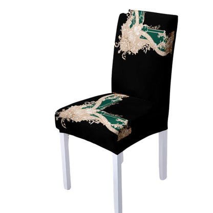Housse de Chaise Extensible <br> Baroque Noir et Vert