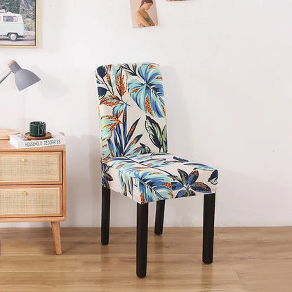 Housse de Chaise Extensible <br> Florale Bleue