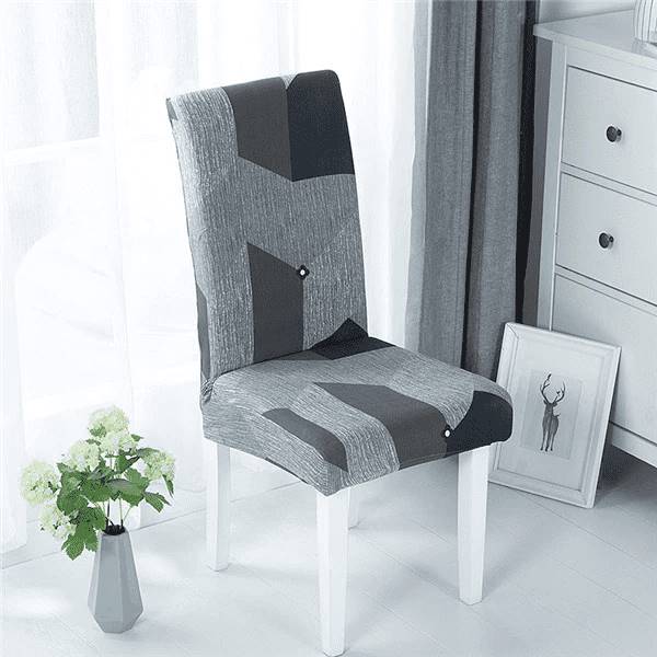 Housse de Chaise Extensible à Motifs Modernes - Style Scandinave Gris