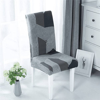 Housse de Chaise Extensible à Motifs Modernes - Style Scandinave Gris