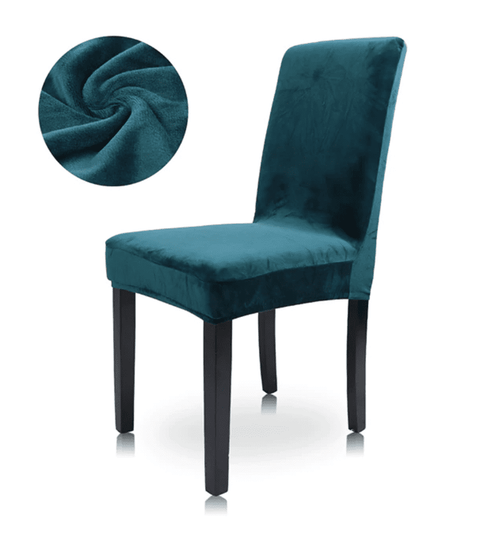 Housse de Chaise Extensible <br> Velours Bleu Canard