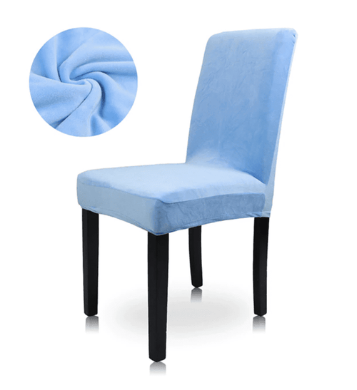 Housse de Chaise Extensible <br> Velours Bleu Ciel