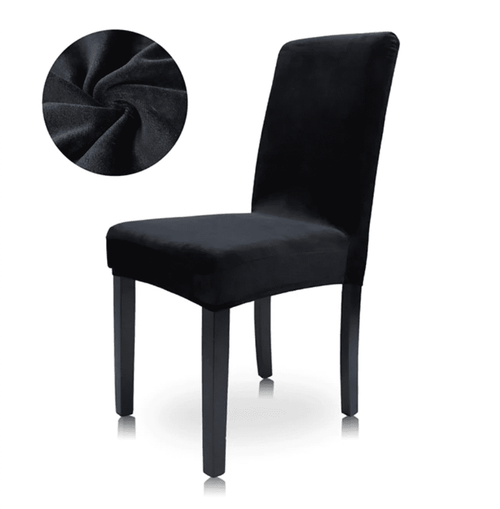 Housse de Chaise Extensible <br> Velours Noir