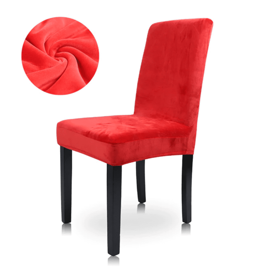 Housse de Chaise Extensible <br> Velours Rouge