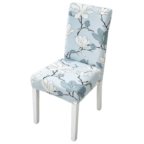 Housse de chaise <br> Fleurie Bleu Ciel