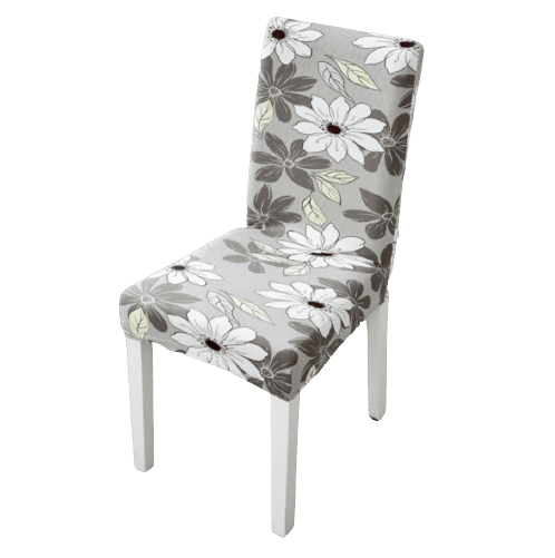 Housse de chaise <br> Fleurie Grise