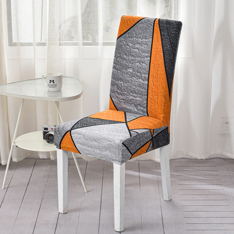 Housse de chaise <br> Géométrique Gris Orange