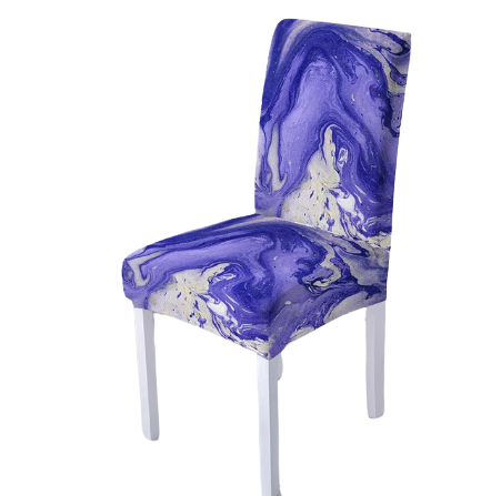 Housse de chaise <br> Marbrée Blanc Bleu