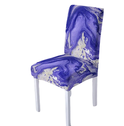 Housse de chaise <br> Marbrée Blanc Bleu