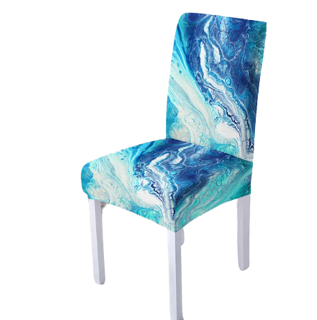 Housse de chaise <br> Marbrée Colorée Blanche