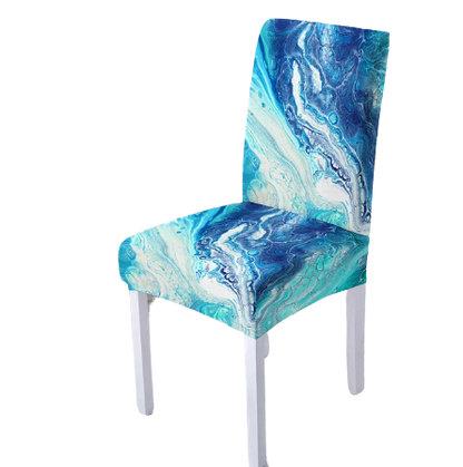 Housse de chaise <br> Marbrée Colorée Blanche