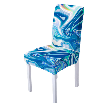 Housse de chaise <br> Marbrée Colorée Bleue