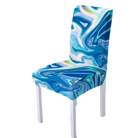 Housse de chaise <br> Marbrée Colorée Bleue