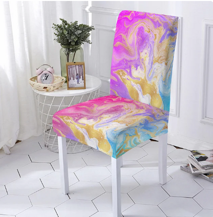 Housse de chaise <br> Marbrée Colorée Rose