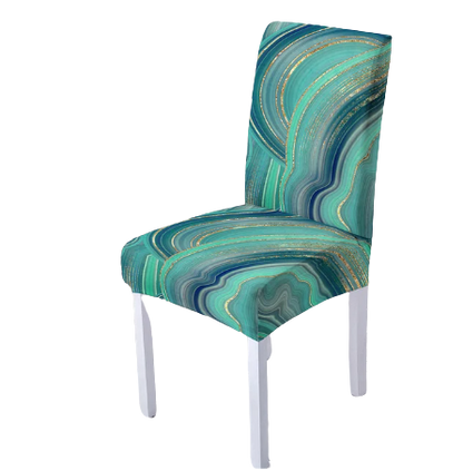 Housse de chaise <br> Marbrée Verte et Dorée