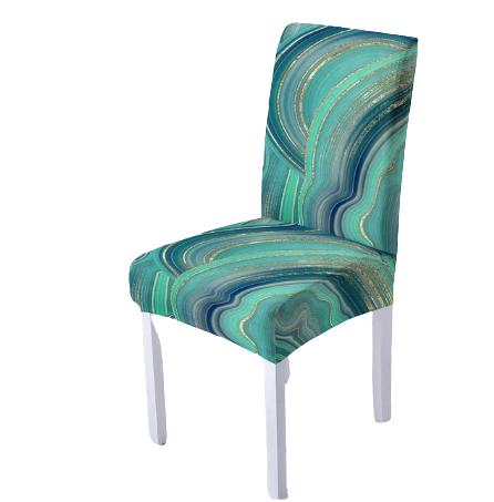 Housse de chaise <br> Marbrée Verte et Dorée