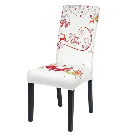 Housse de chaise <br> Merry Christmas Blanche