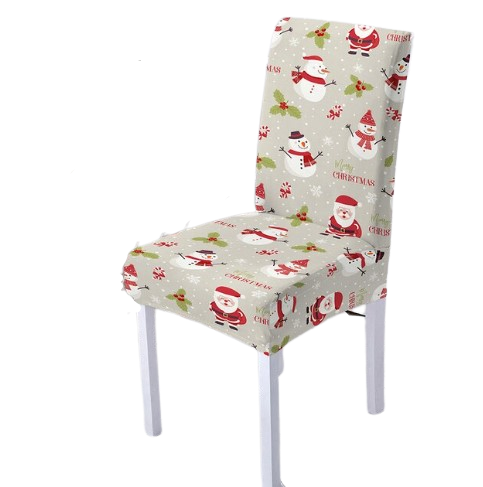 Housse de chaise <br> Merry Christmas Grise