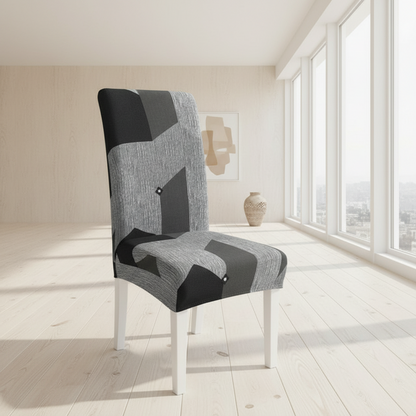 Housse de Chaise Extensible à Motifs Modernes - Style Scandinave Gris